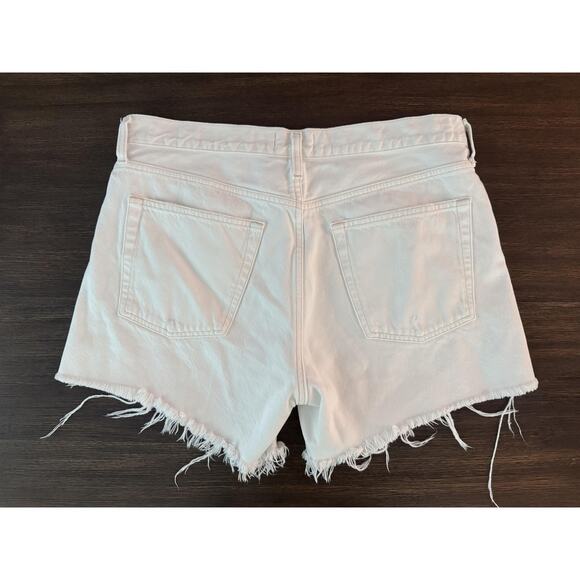 AGOLDE Parker Long Shorts Womens 30 White High Rise Cutoff Frayed Hem Denim - Picture 2 of 7